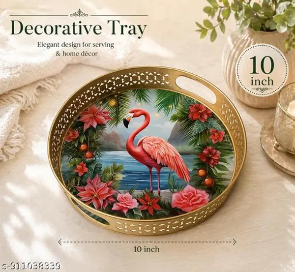 Multicolor_Metal_Floral_Flamingo_Design_Round_Serving_Tray