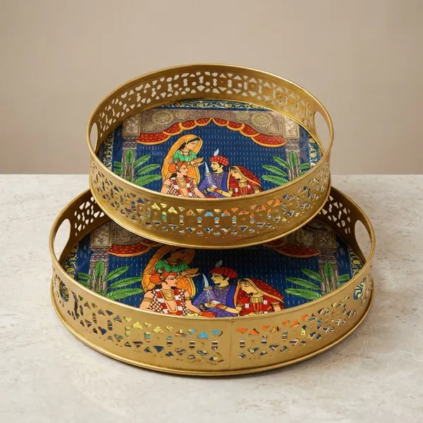 Gold_Metal_Gold_Plated_Decorative_Royal_Printed_Tea_Snacks_Serving_Tray_(Pack_Of_2)