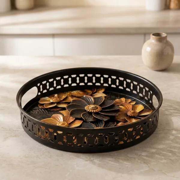 Black_And_Gold_Metal_Flower_Design_Coffee_Tea_Serving_Tray_(Pack_Of_2)