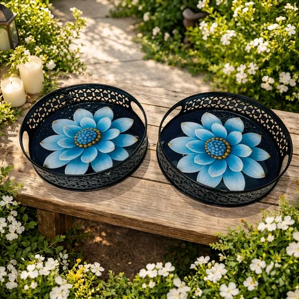 Blue_Metal_3D_Flower_Design_Coffee_Tea_Serving_Tray_(Pack_Of_2)