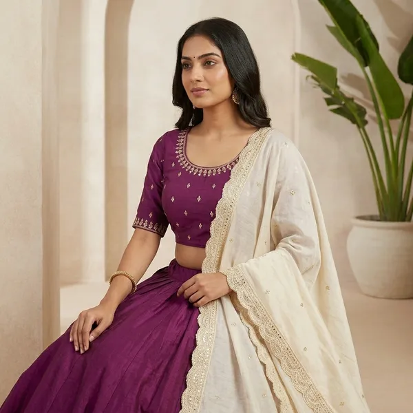Wine_Premium_Cotton_Lehenga_Choli_Set_For_Women