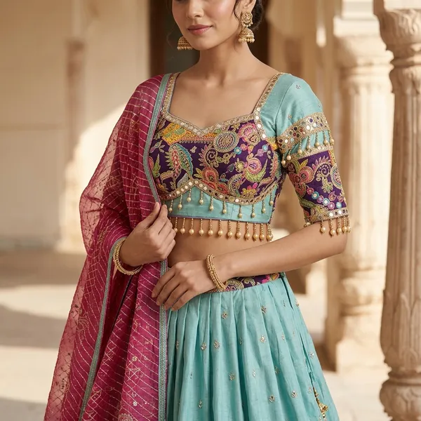 Blue_Premium_Cotton_Lehenga_Choli_Set_For_Women