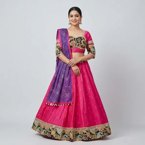 Pink_Premium_Cotton_Lehenga_Choli_Set_For_Women