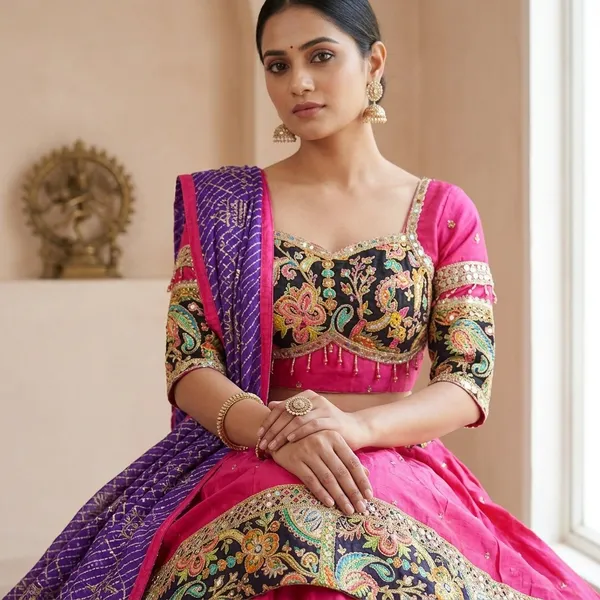 Pink_Premium_Cotton_Lehenga_Choli_Set_For_Women