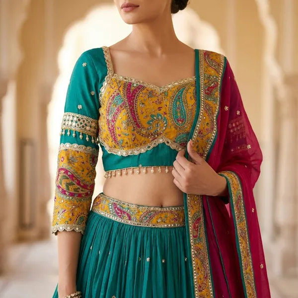 Multicolor_Roman_Silk_Embroidered_Stitched_Lehenga_Choli_Set_For_Women