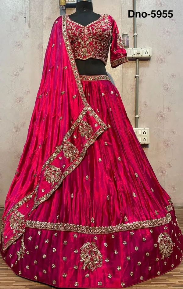 Magenta_Pink_Gajji_Silk_Embroidered_Bridal_Stitched_Lehenga_Choli_Set_For_Women
