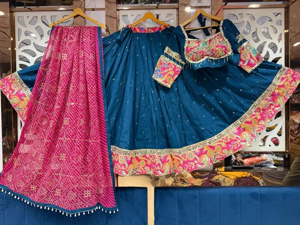Teal_Premium_Cotton_Lehenga_Choli_Set_For_Women