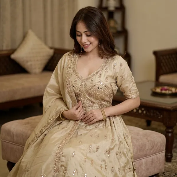 Beige_And_Gold_Heavy_Silk_Embroidered_Stitched_Lehenga_Choli_Set_For_Women