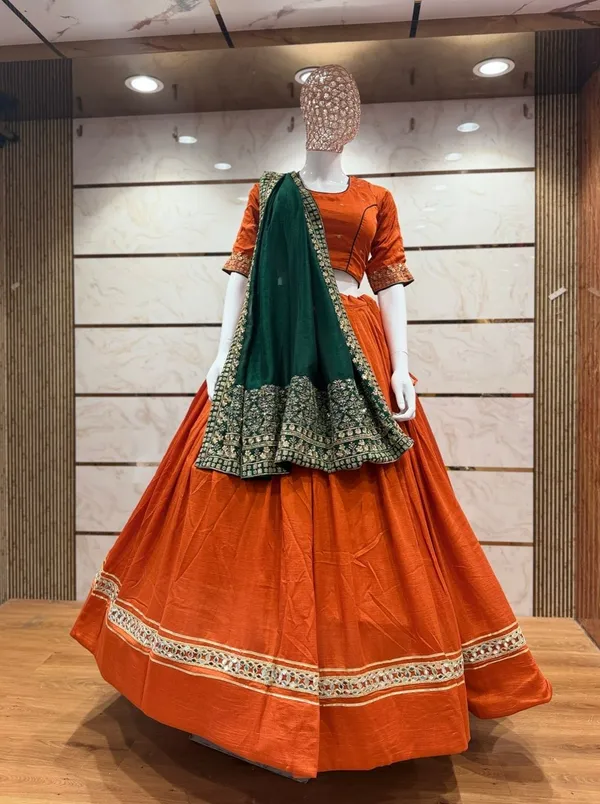 Orange_Premium_Cotton_Lehenga_Choli_Set_For_Women