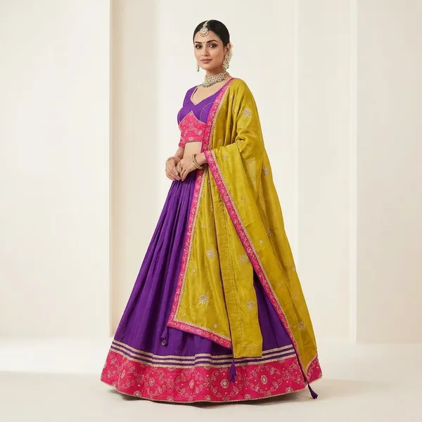 Purple_And_Yellow_Pure_Woven_Silk_Embroidered_Stitched_Chaniya_Choli_Set_For_Women