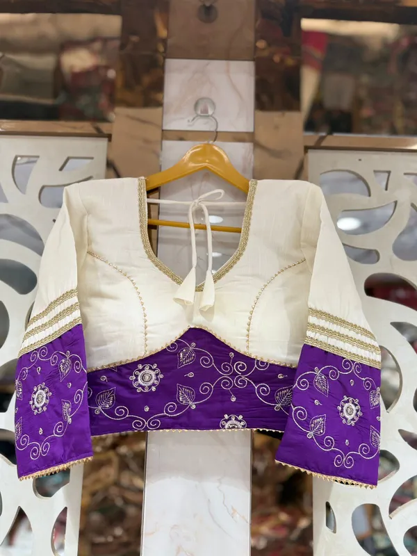 White_And_Purple_Pure_Woven_Silk_Embroidered_Stitched_Lehenga_Choli_Set_For_Women