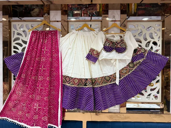 Multicolor_Pure_Woven_Silk_Bandhani_Stitched_Lehenga_Choli_Set_For_Women