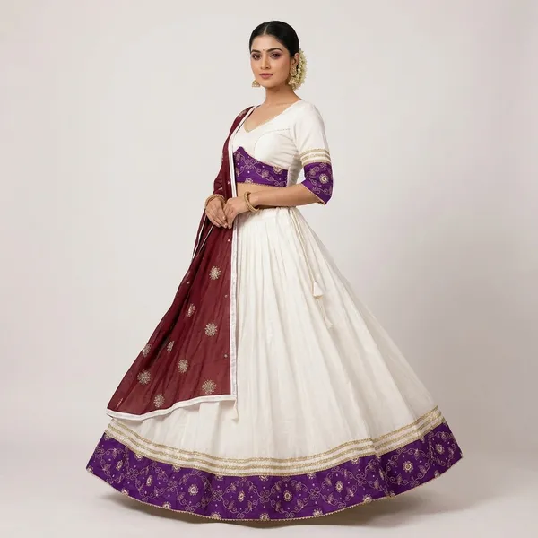 White_And_Purple_Pure_Woven_Silk_Embroidered_Stitched_Lehenga_Choli_Set_For_Women