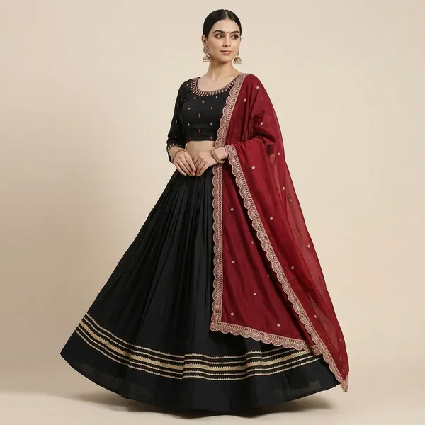 Black_Premium_Cotton_Lehenga_Choli_Set_For_Women