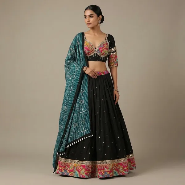 Black_Premium_Cotton_Lehenga_Choli_Set_For_Women