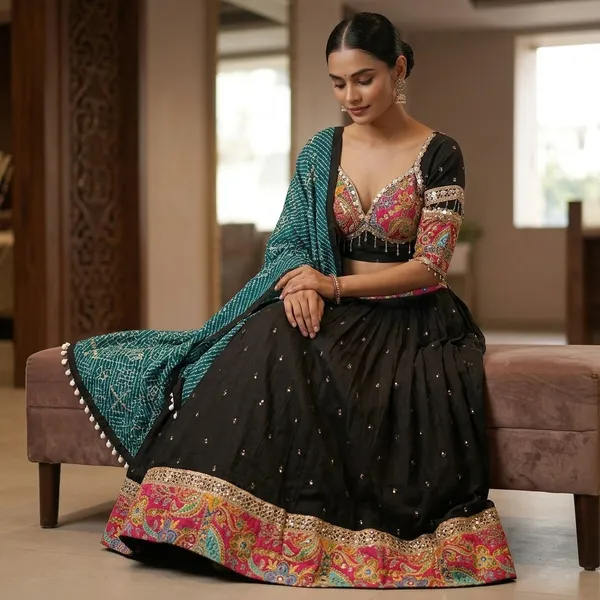 Black_Premium_Cotton_Lehenga_Choli_Set_For_Women