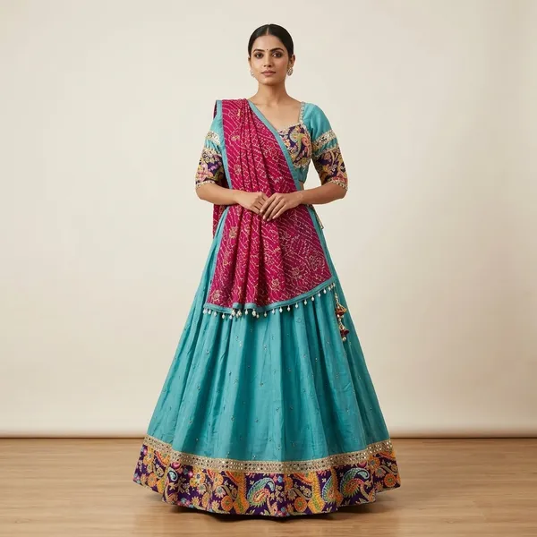 Sky_Blue_Premium_Cotton_Lehenga_Choli_Set_For_Women