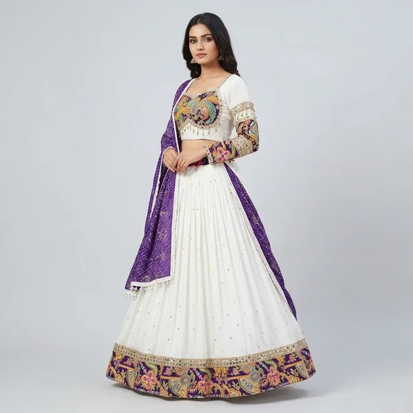 White_Premium_Cotton_Lehenga_Choli_Set_For_Women