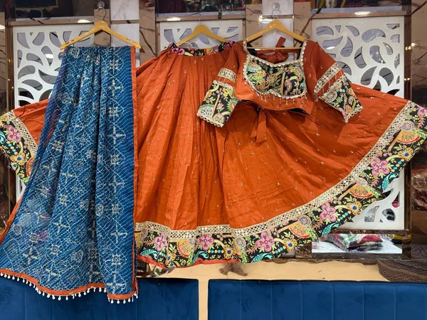 Orange_Premium_Cotton_Lehenga_Choli_Set_For_Women