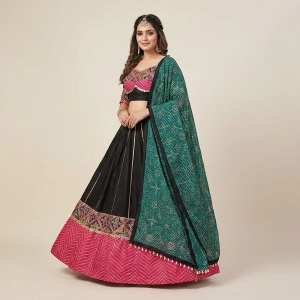 Multicolor_Pure_Woven_Silk_Embroidered_Stitched_Lehenga_Choli_Set_For_Women