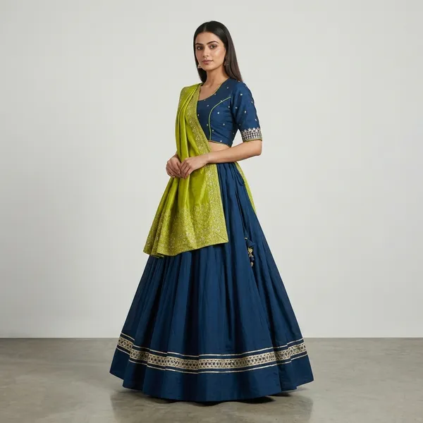 Teal_Premium_Cotton_Lehenga_Choli_Set_For_Women