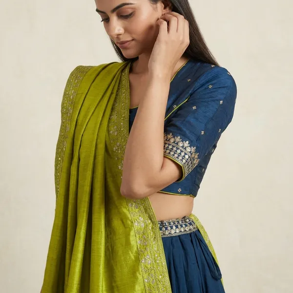 Teal_Premium_Cotton_Lehenga_Choli_Set_For_Women
