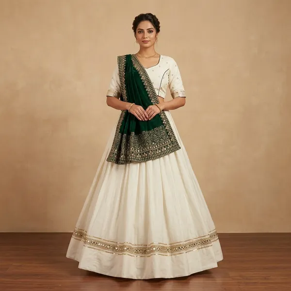 White_Premium_Cotton_Lehenga_Choli_Set_For_Women