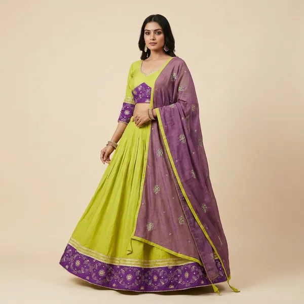 Yellow_And_Purple_Roman_Silk_Stitched_Lehenga_Choli_Set_For_Women