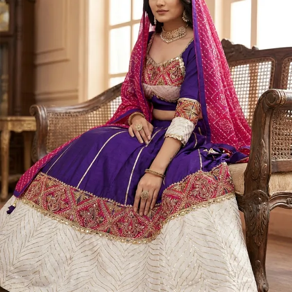 Multicolor_Pure_Woven_Silk_Embroidered_Stitched_Lehenga_Choli_Set_For_Women