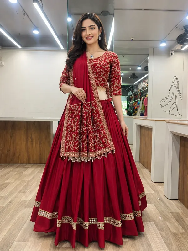 Red_Roman_Silk_Embroidered_Bridal_Stitched_Lehenga_Choli_Set_For_Women