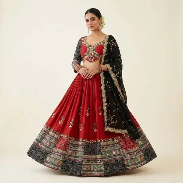 Red_Roman_Silk_Embroidered_Stitched_Lehenga_Choli_Set_For_Women