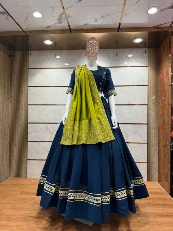 Teal_Premium_Cotton_Lehenga_Choli_Set_For_Women