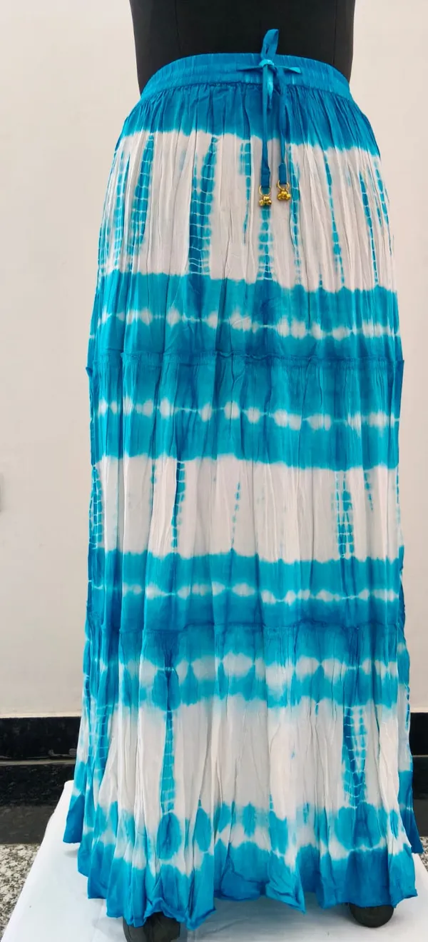 Blue_And_White_Fine_Viscose_Premium_Tier_Skirt_For_Women