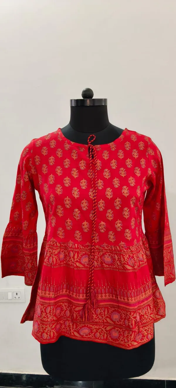 Red_With_Gold_And_Pink_Fine_Viscose_Premium_Top_And_Skirt_Set_For_Women