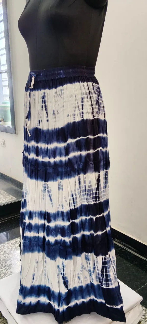 Navy_Blue_And_White_Fine_Viscose_Premium_Tier_Skirt_For_Women