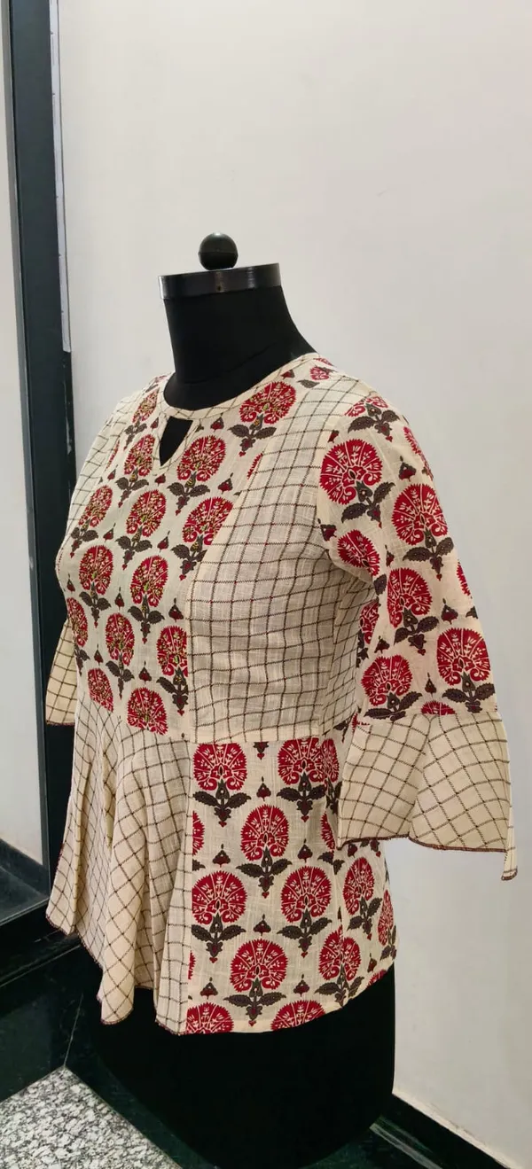 Maroon_Pure_Cotton_Self_Weave_Premium_Top_For_Women