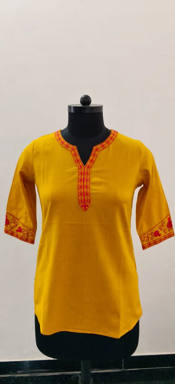 Yellow_Cotton_Flex_Premium_Top_For_Women
