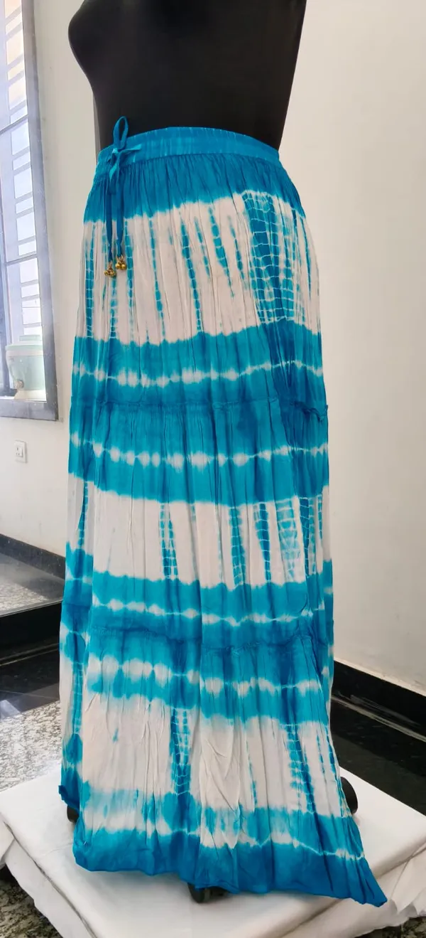 Blue_And_White_Fine_Viscose_Premium_Tier_Skirt_For_Women