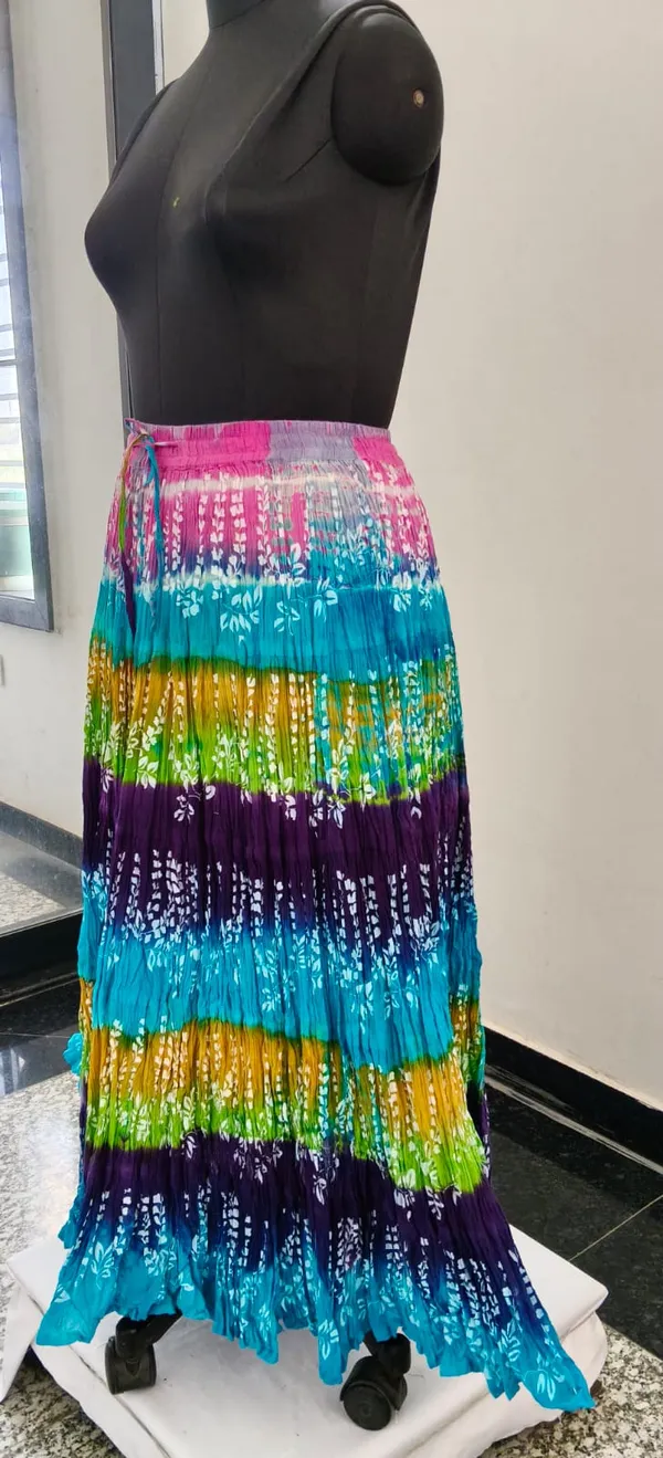 Turquoise_Blue_Fine_Cotton_Voile_Khadi_Premium_Skirt_For_Women