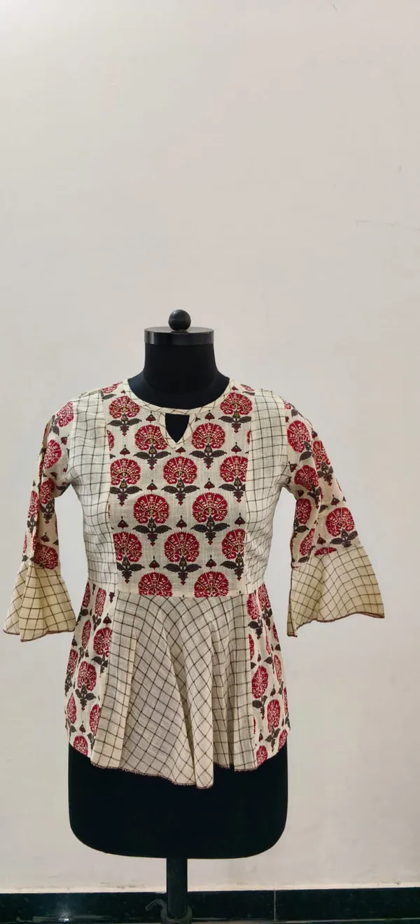 Maroon_Pure_Cotton_Self_Weave_Premium_Top_For_Women