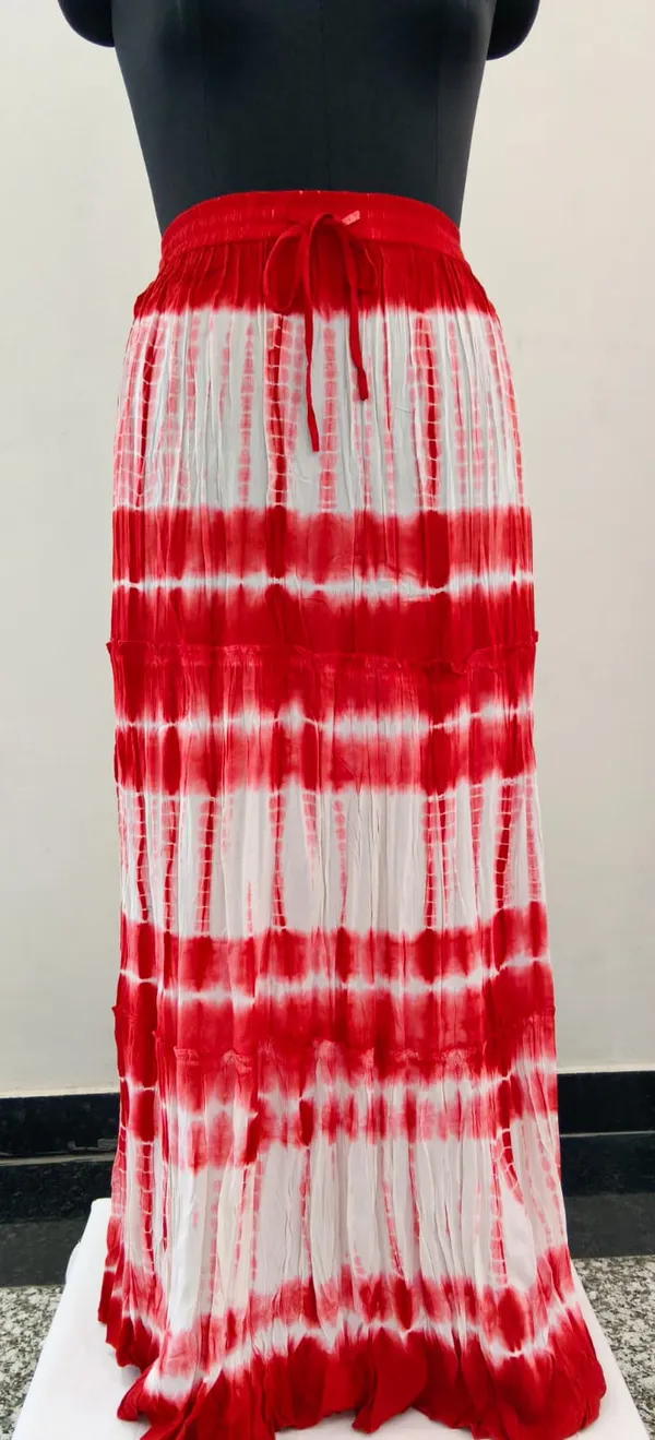 Red_And_White_Viscose_Tier_Skirt_For_Women