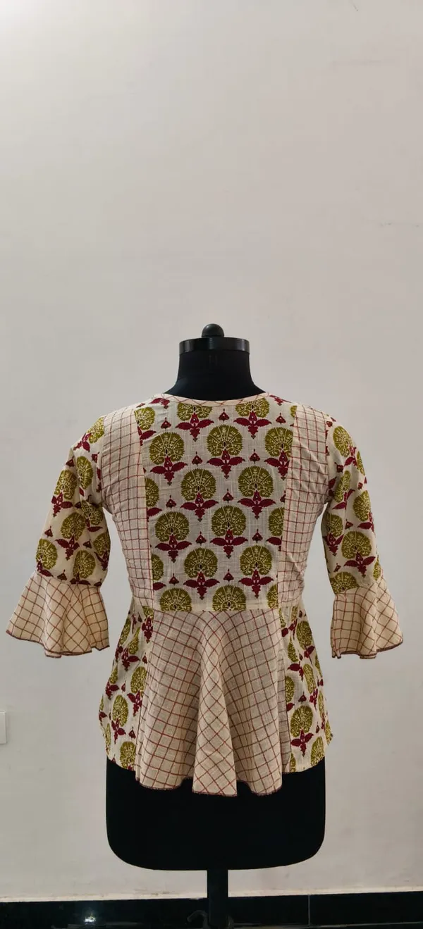 Green_Pure_Cotton_Self_Weave_Premium_Top_For_Women