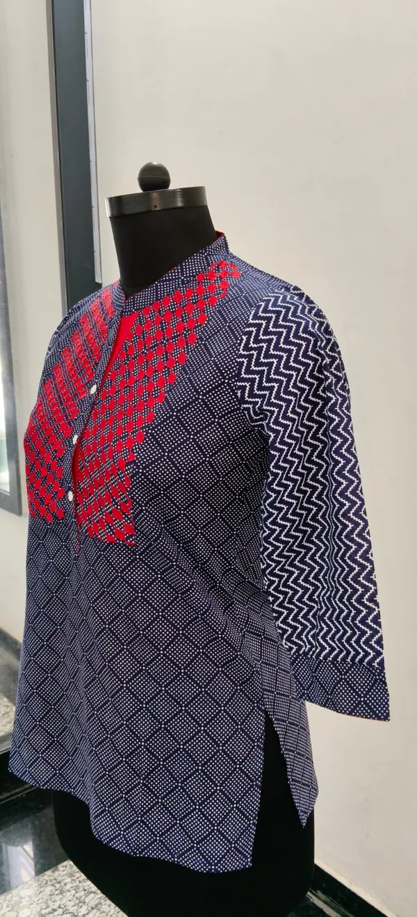 Indigo_Blue_With_Red_Fine_Cotton_Cambric_Premium_Top_For_Women