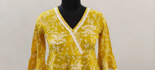 Mustard_Golden_Fine_Viscose_Self_Weave_Khadi_Premium_Top_For_Women