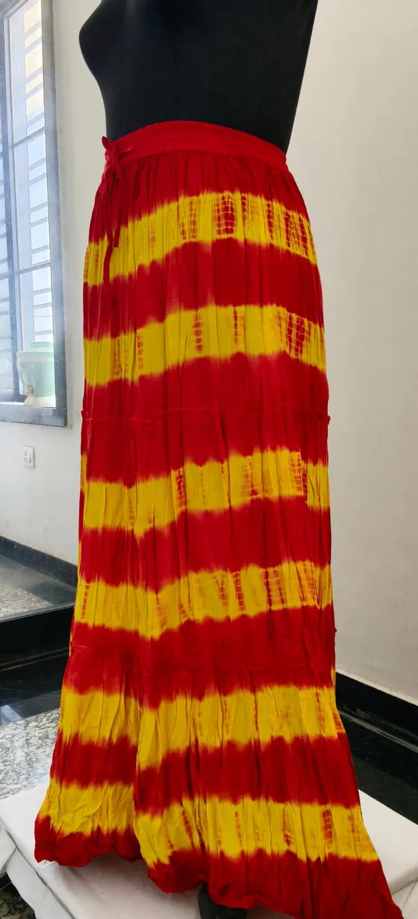 Red_And_Yellow_Viscose_Tier_Skirt_For_Women