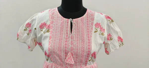 Pink_Fine_Lurex_Cotton_Premium_Short_Maxi_Dress_For_Women