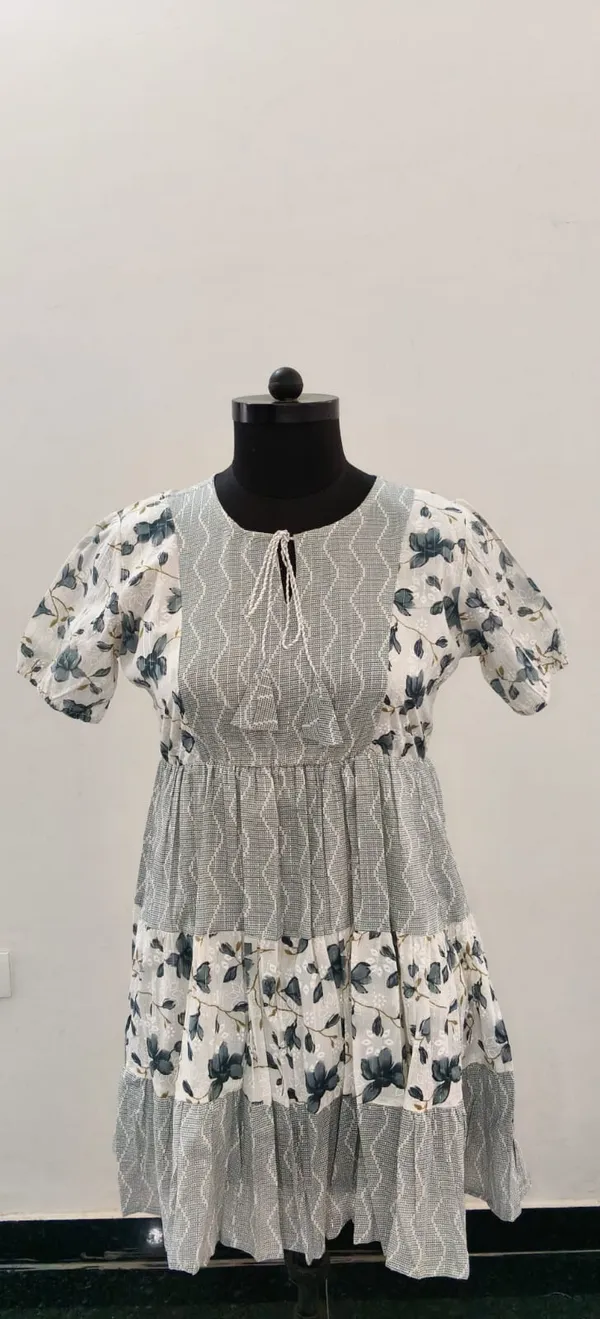 Teal_Blue_Fine_Lurex_Cotton_Premium_Short_Maxi_Dress_For_Women