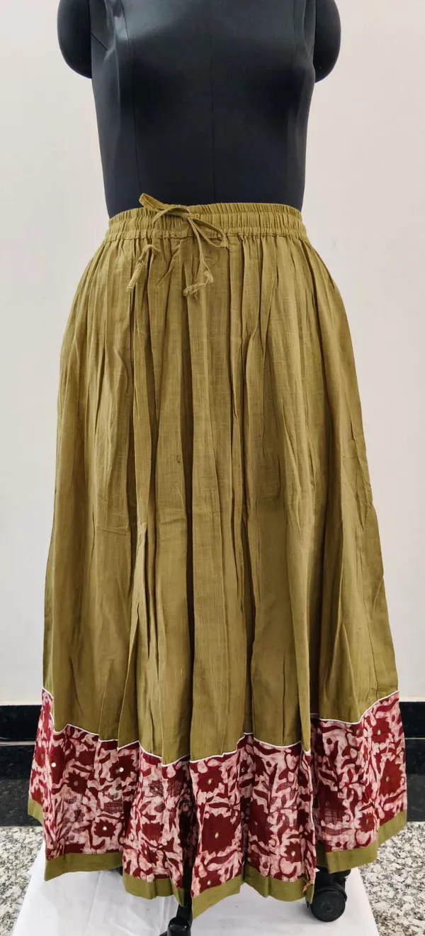 Mehendi_Green_Cotton_Fabric_Premium_Skirt_For_Women
