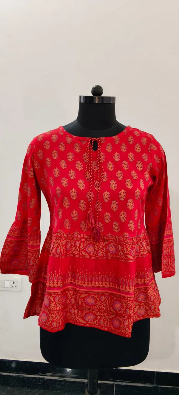 Red_With_Gold_And_Pink_Fine_Viscose_Premium_Top_And_Skirt_Set_For_Women