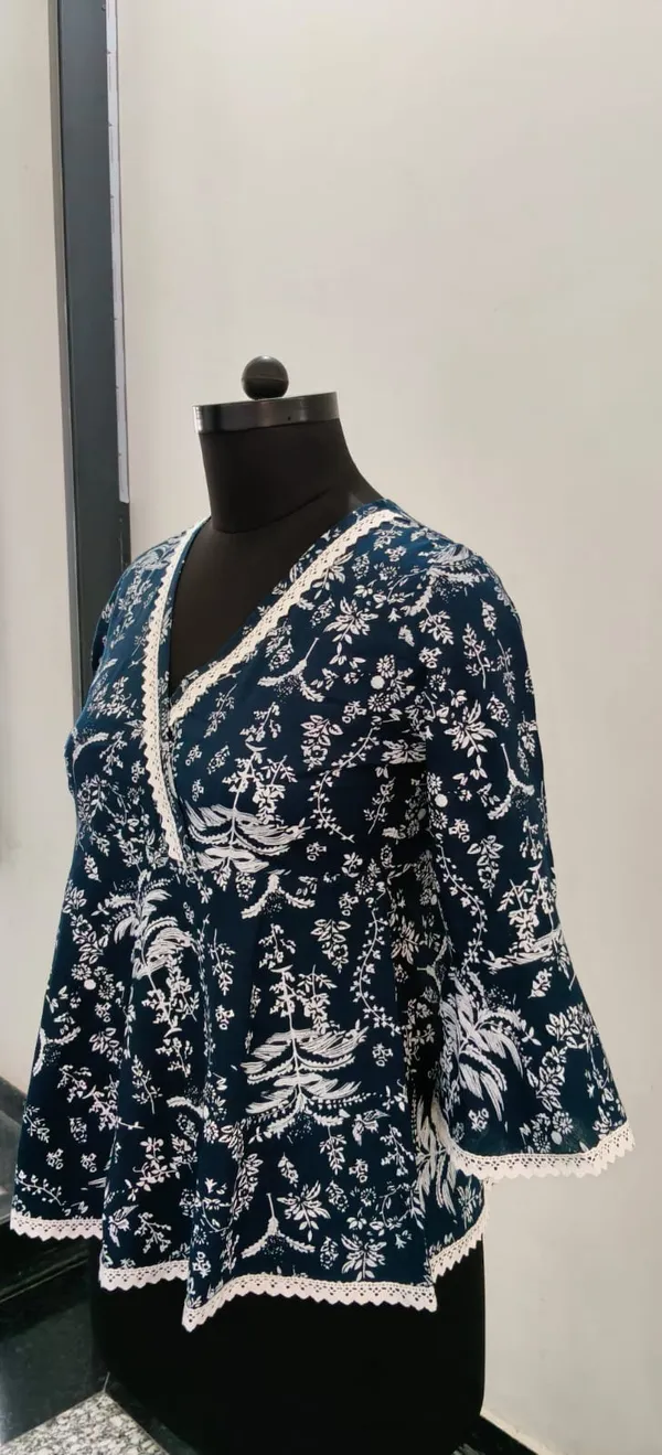 Navy_Blue_Fine_Viscose_Self_Weave_Khadi_Premium_Top_For_Women